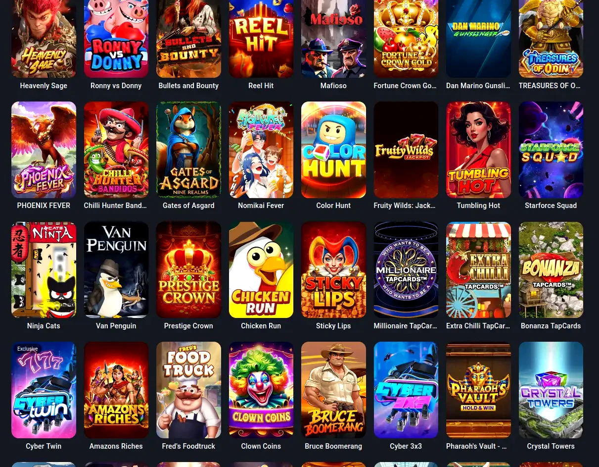 Stellare app mobile interfaccia giochi casino